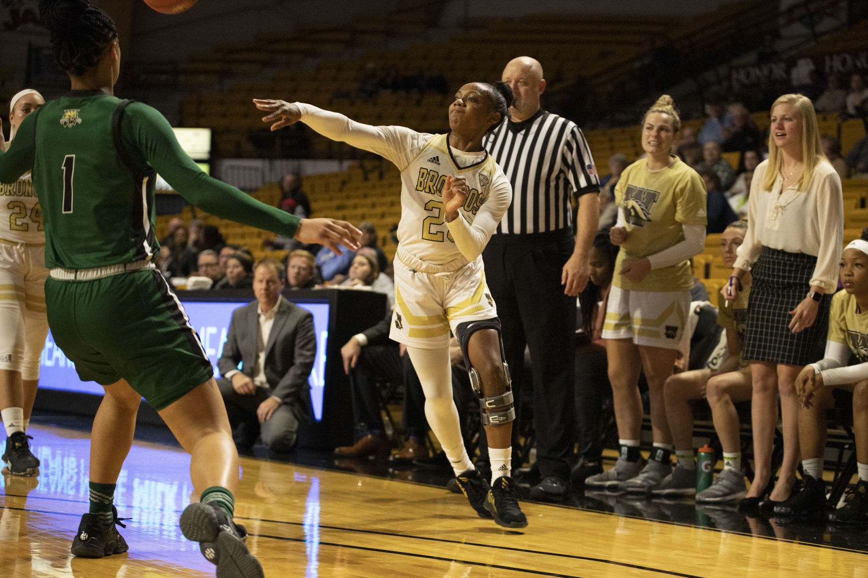 Guard Jordan Walker passes the ball